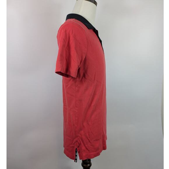 Nike Mens Medium Polo 100% Cotton Coral Logo Casual Black Golf Sports 2 Button - Picture 4 of 10